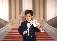Asian boy with violin
